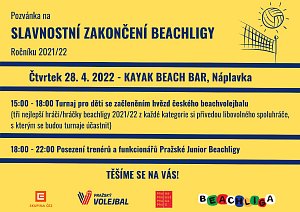 Pozvánka na Slavnostní zakončení Pražské Junior Beachligy